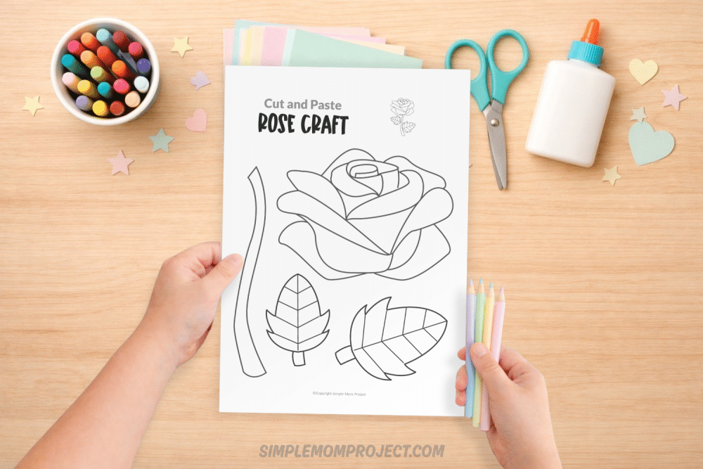Free Printable Rose Craft Template (Easy Activity for Kids) - Simple ...