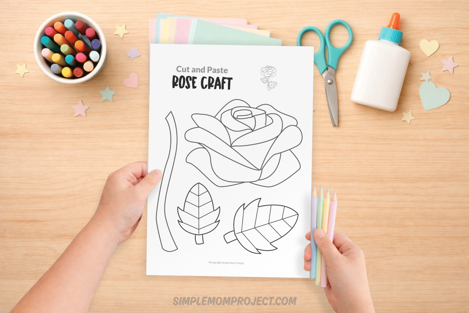 free printable rose flower template for kids easy spring activity preschool