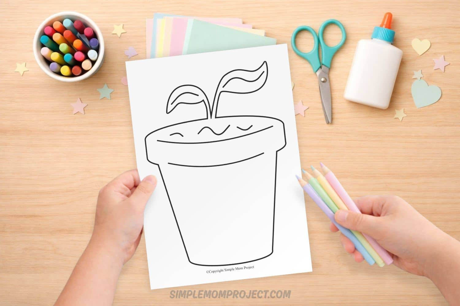plant pot template printable for kids gardening activity