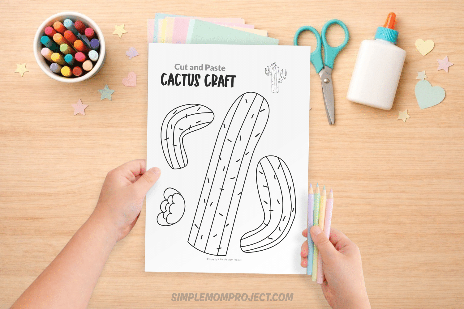 free printable cactus craft template for kids easy plant activity preschool