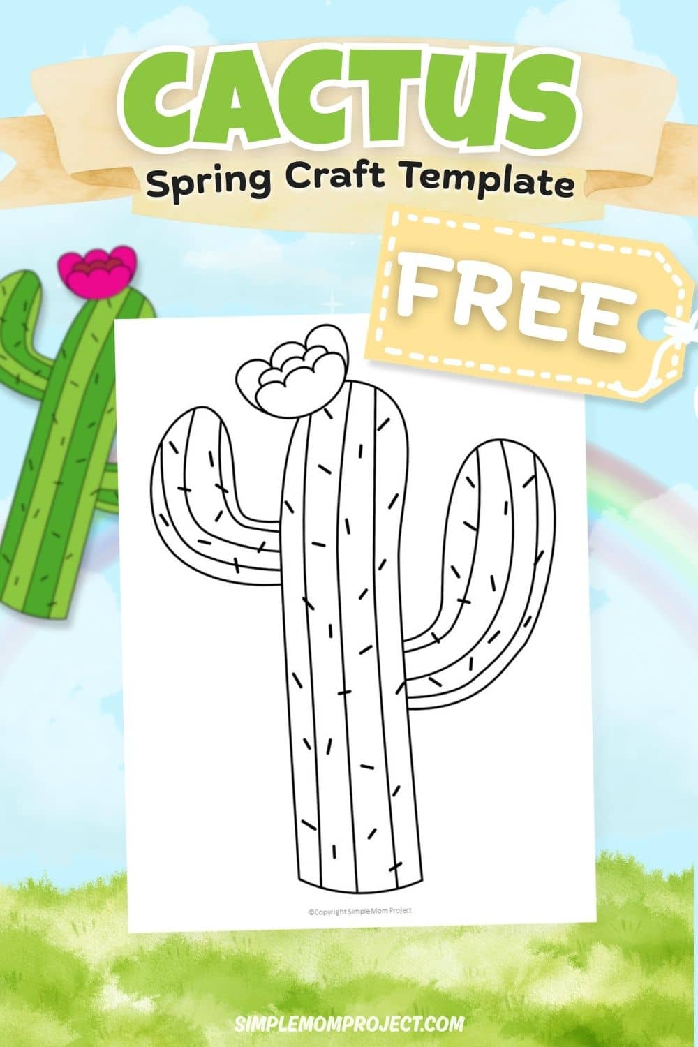 free printable cactus template for kids easy plant activity preschool