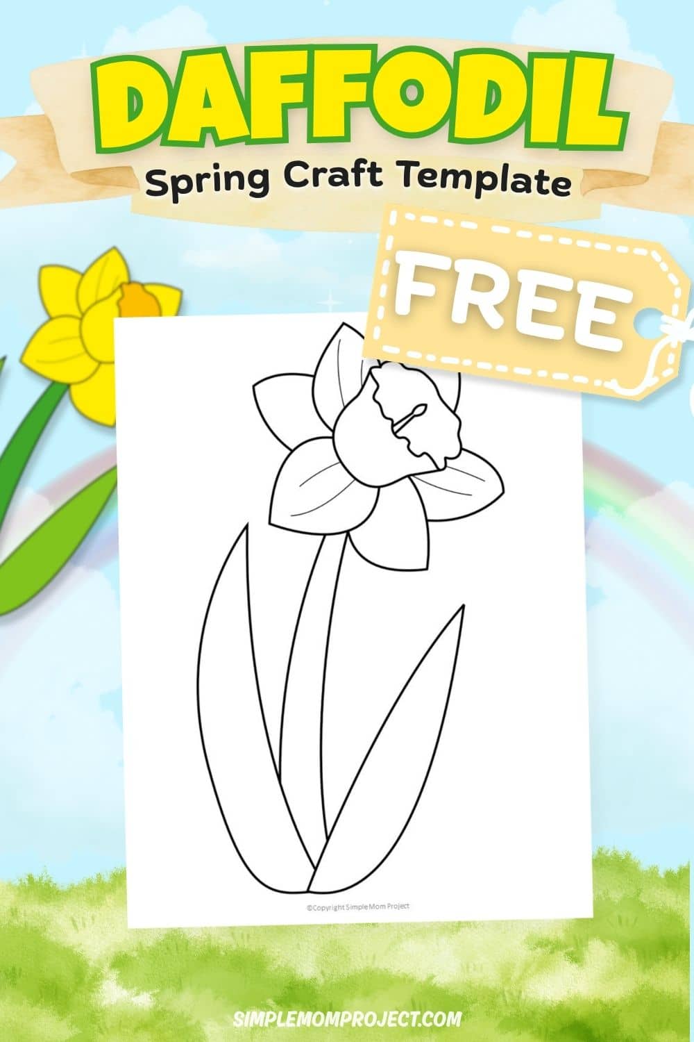 Free printable daffodil craft template for kids easy spring flower activity preschool kindergarten