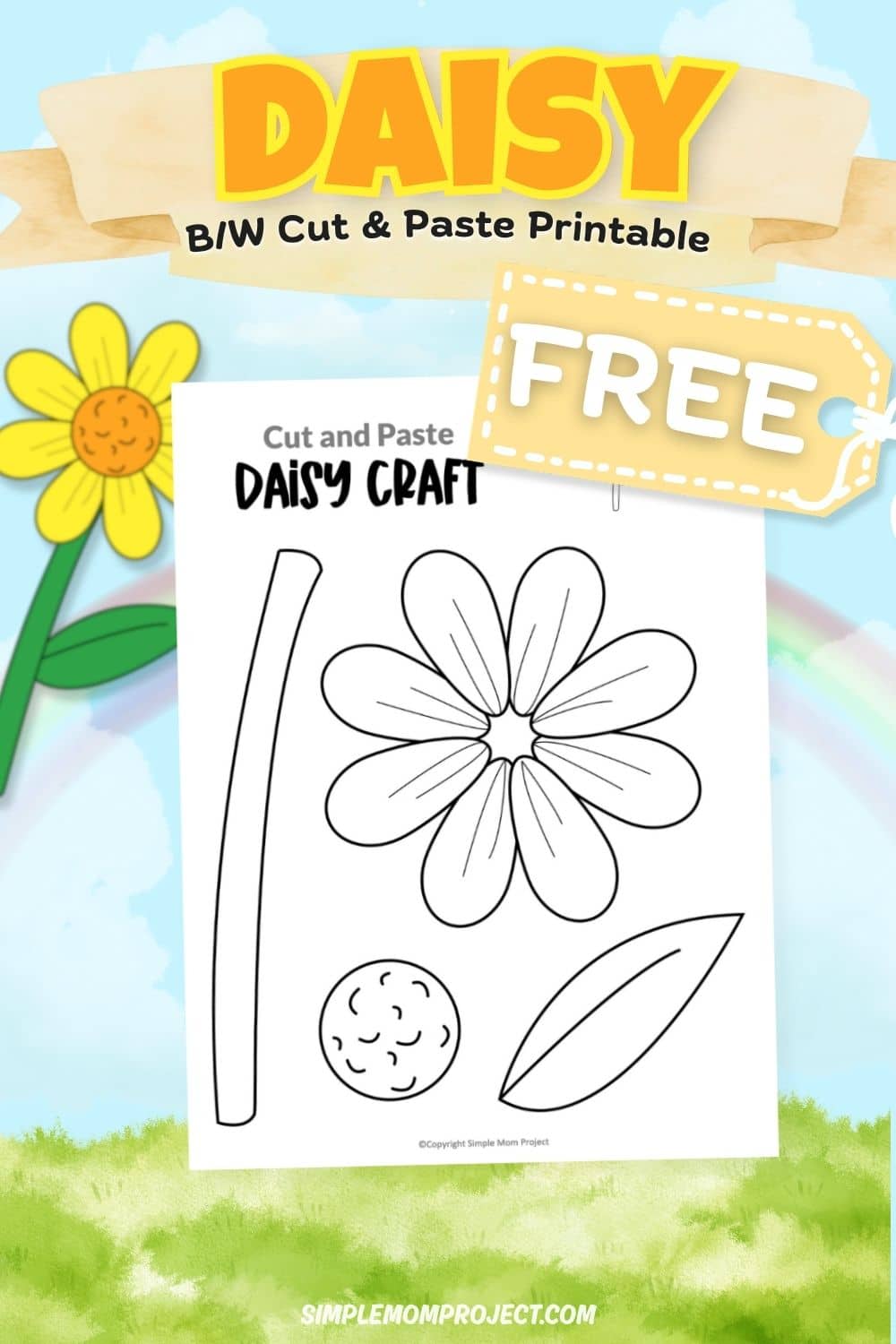 free printable daisy craft template for kids easy spring activity preschool