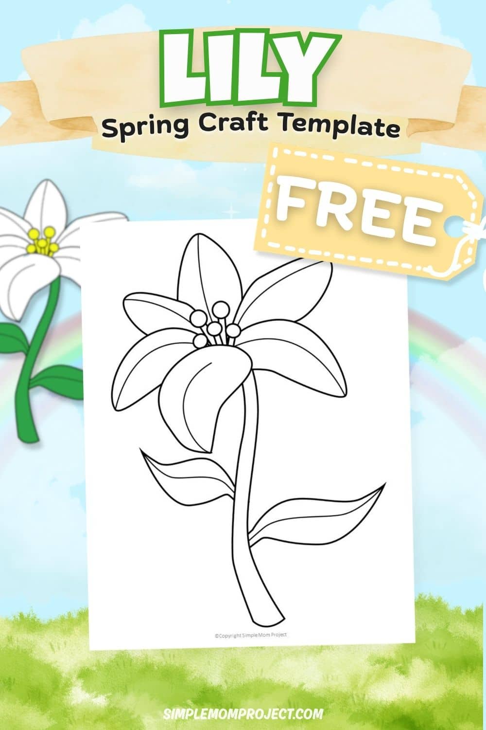 free printable lily flower template for kids easy spring activity preschool