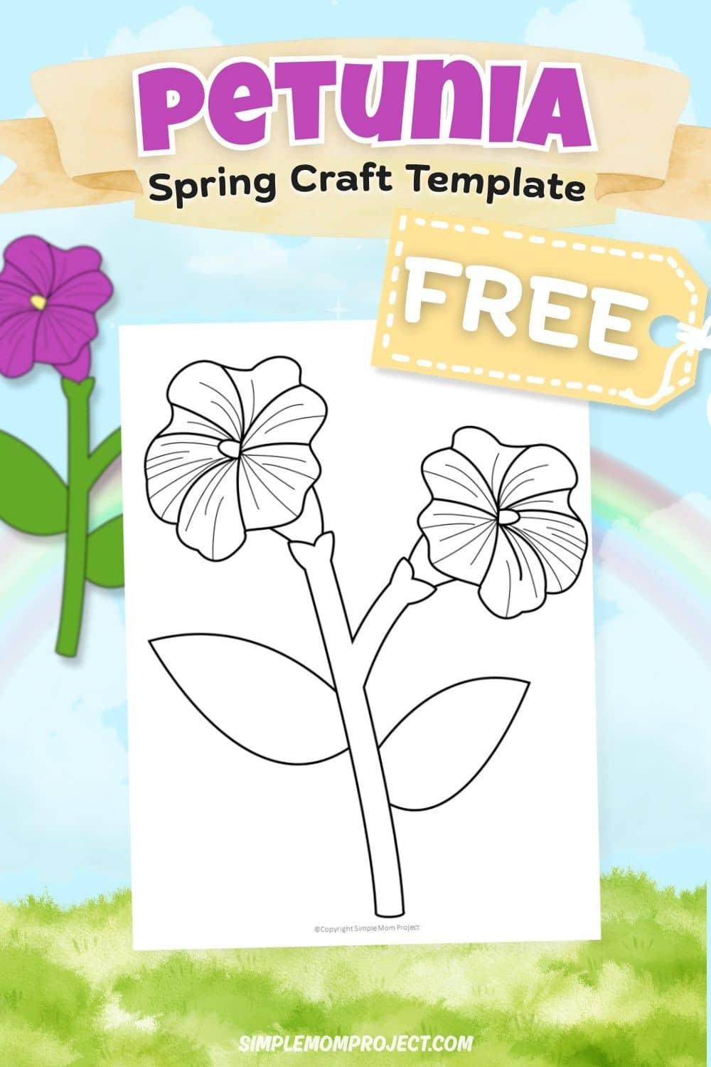 free printable petunia flower template for kids easy spring activity preschool
