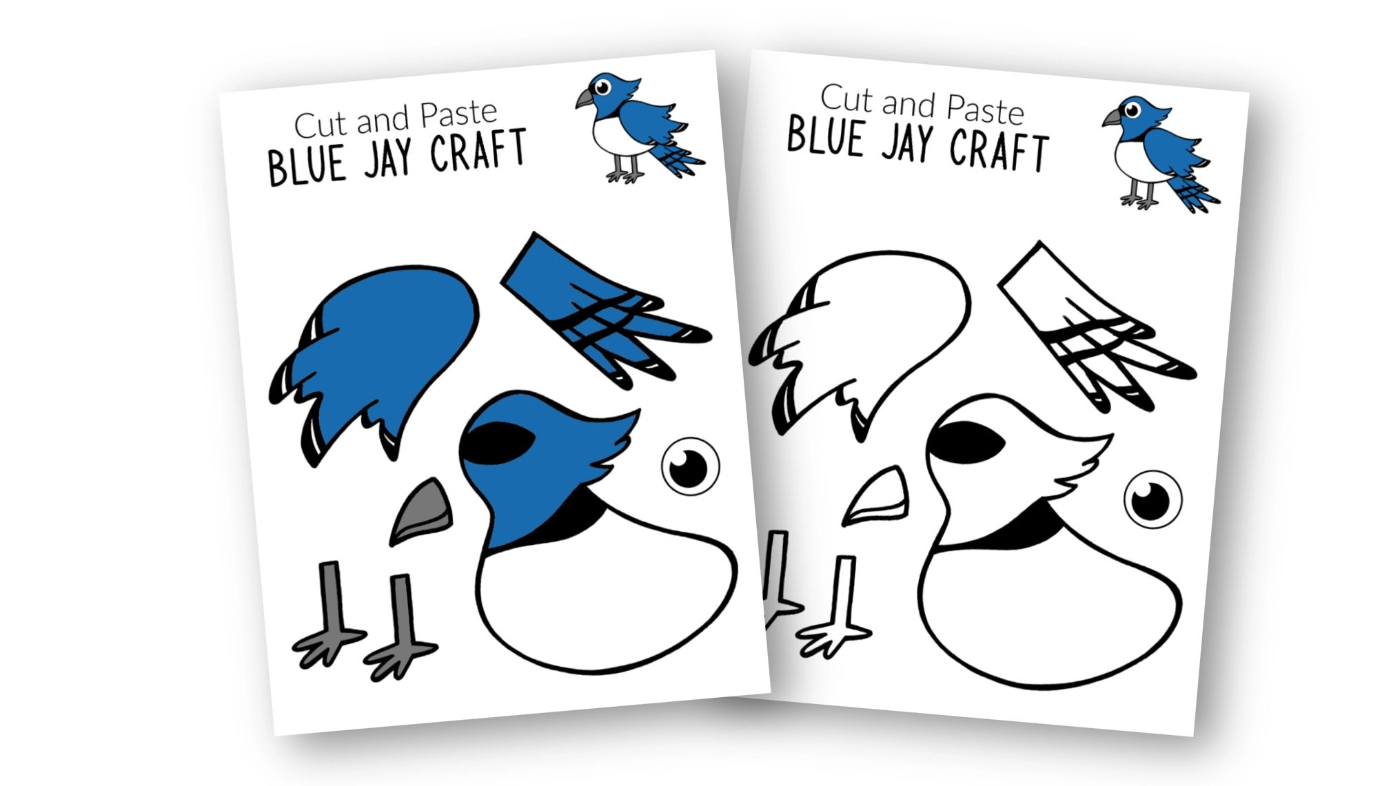 Free Printable Blue Jay Craft for Kids, preschoolers toddlers and kindergartners