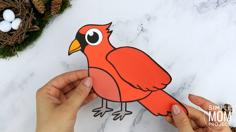 Easy and Free Printable Cut and Paste Cardinal Craft for Kids