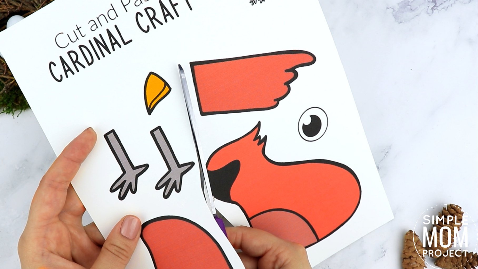 Easy and Free Printable Cut and Paste Cardinal Craft for Kids