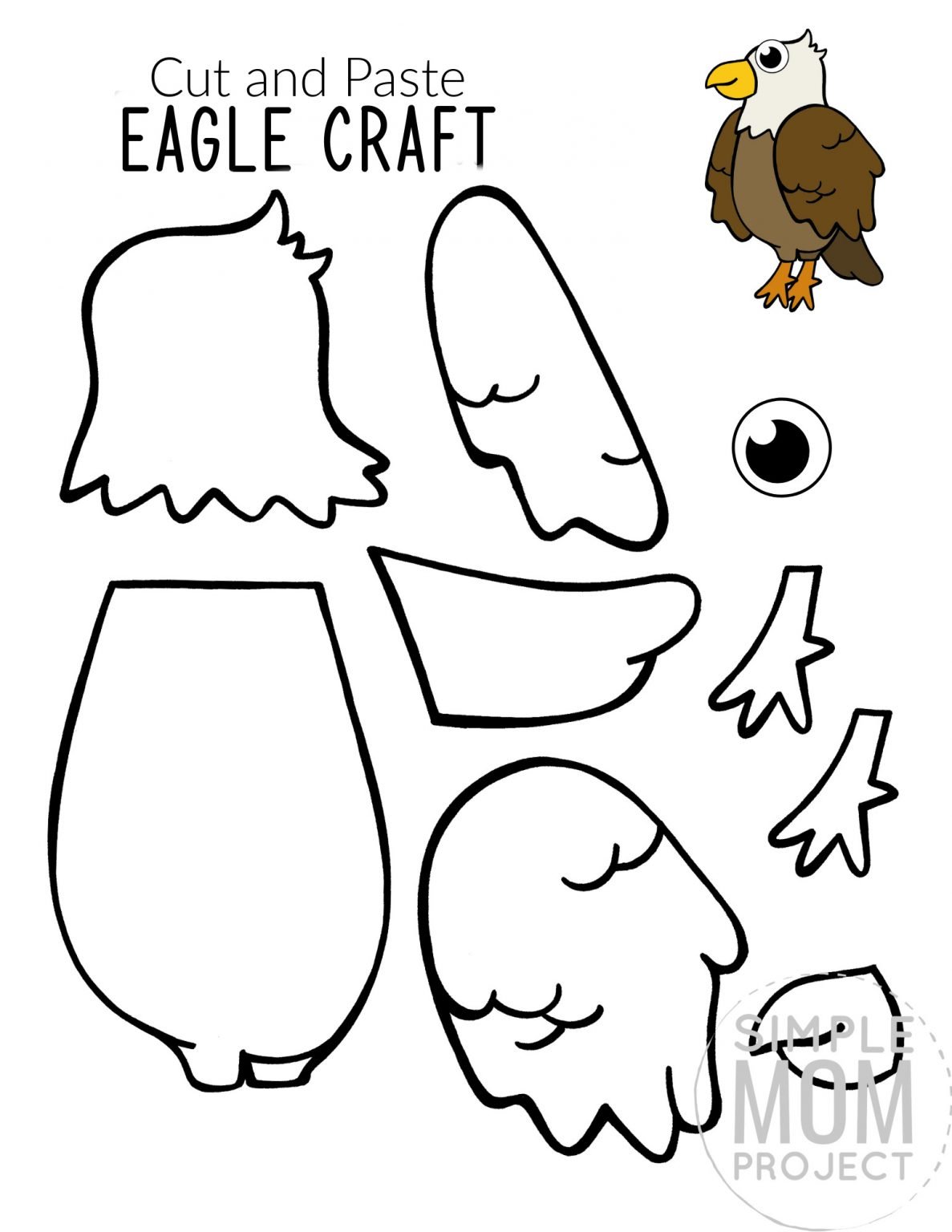 Free Printable Cut And Paste Bald Eagle Craft For Kids