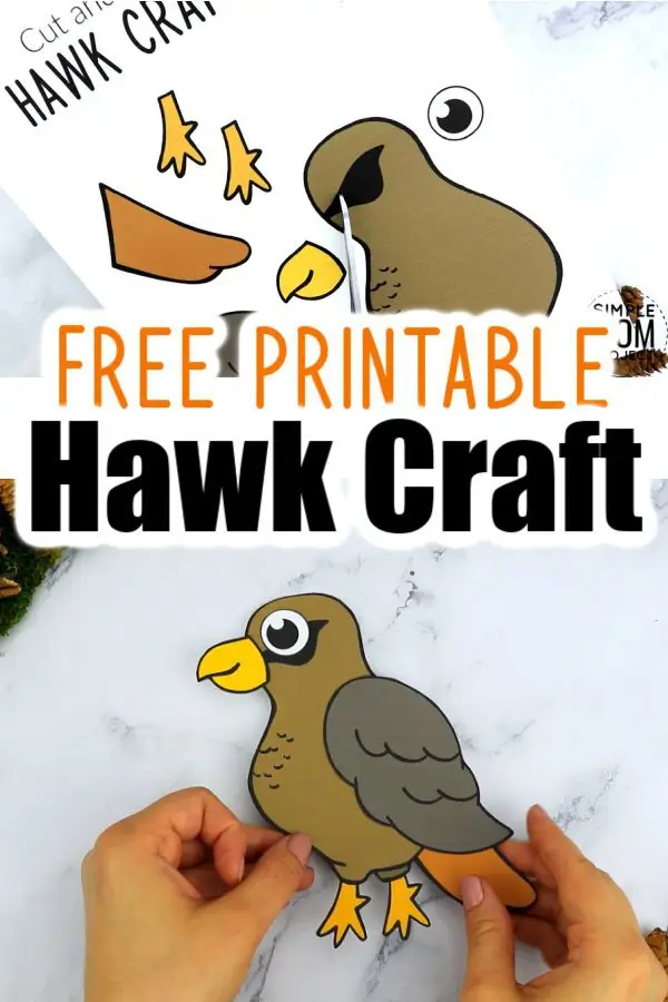 Your Kids can soar with the birds doing this free printable paper Hawk Craft. With easy to follow, step by step instructions, this diy Hawk craft makes a great idea for a wall decoration or a craft activity for toddlers & preschoolers. Kindergartners have even used them as coloring pages as well, so grab your free printable, cut & paste Hawk Craft today and watch as your kids soar with the birds in their craft creations! #Hawkcrafts #Birdcraftsforkids