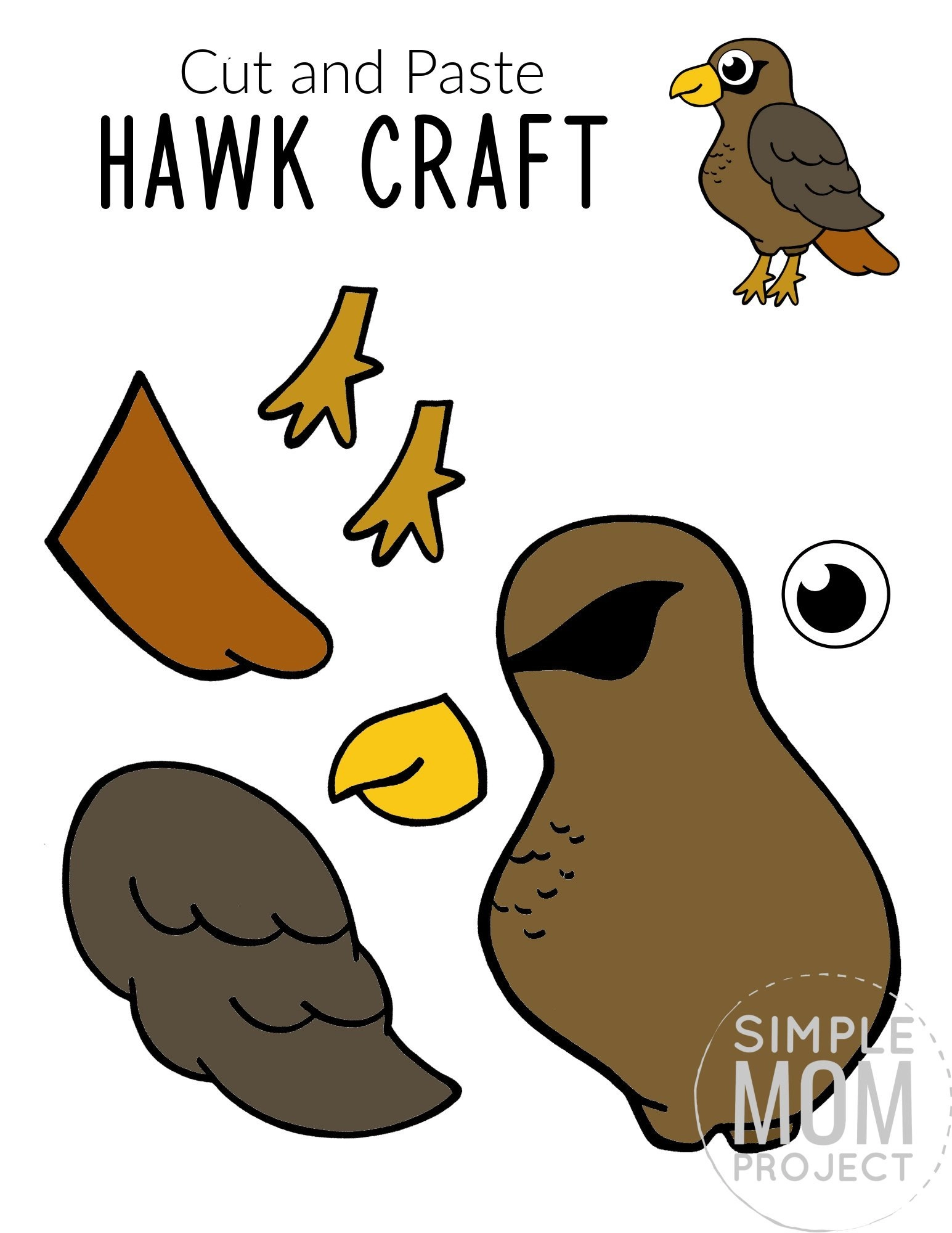 Free Printable Hawk Craft for Kids, preschoolers toddlers and kindergartners