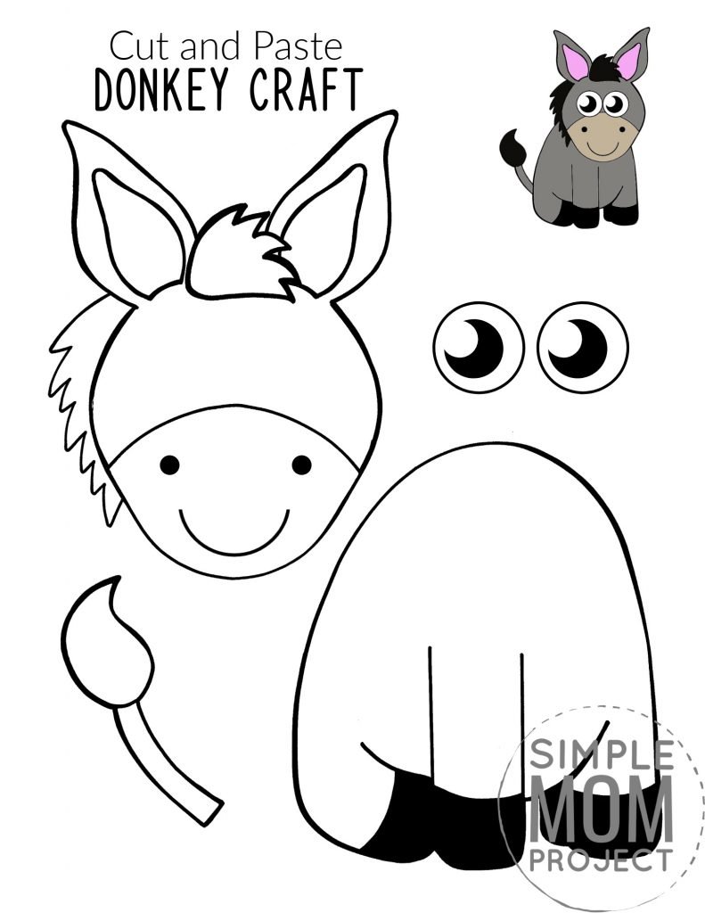 Cut and Paste Donkey Craft with Free Donkey Template