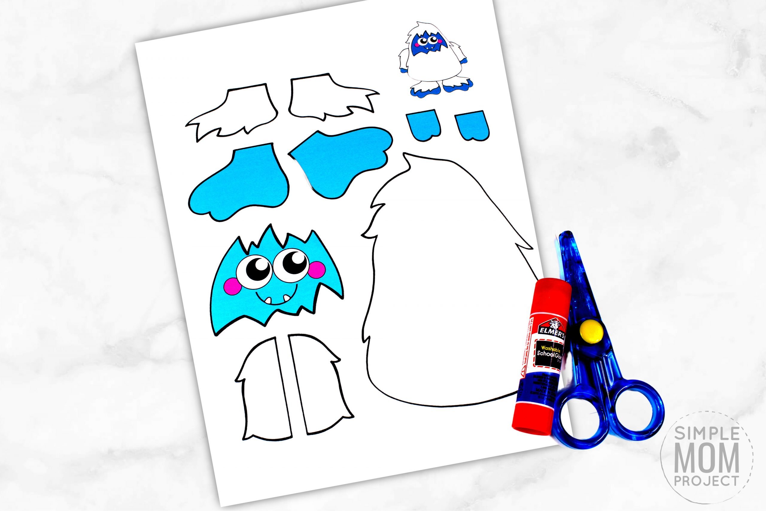 Free Printable yeti Craft for Kids, preschoolers, toddlers and kindergartners