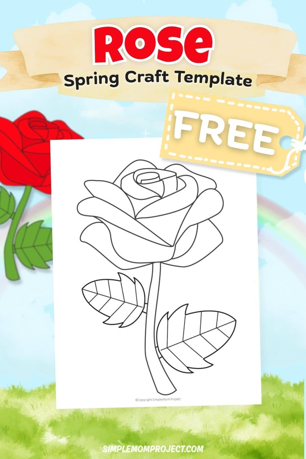 free printable rose flower template for kids easy spring activity preschool
