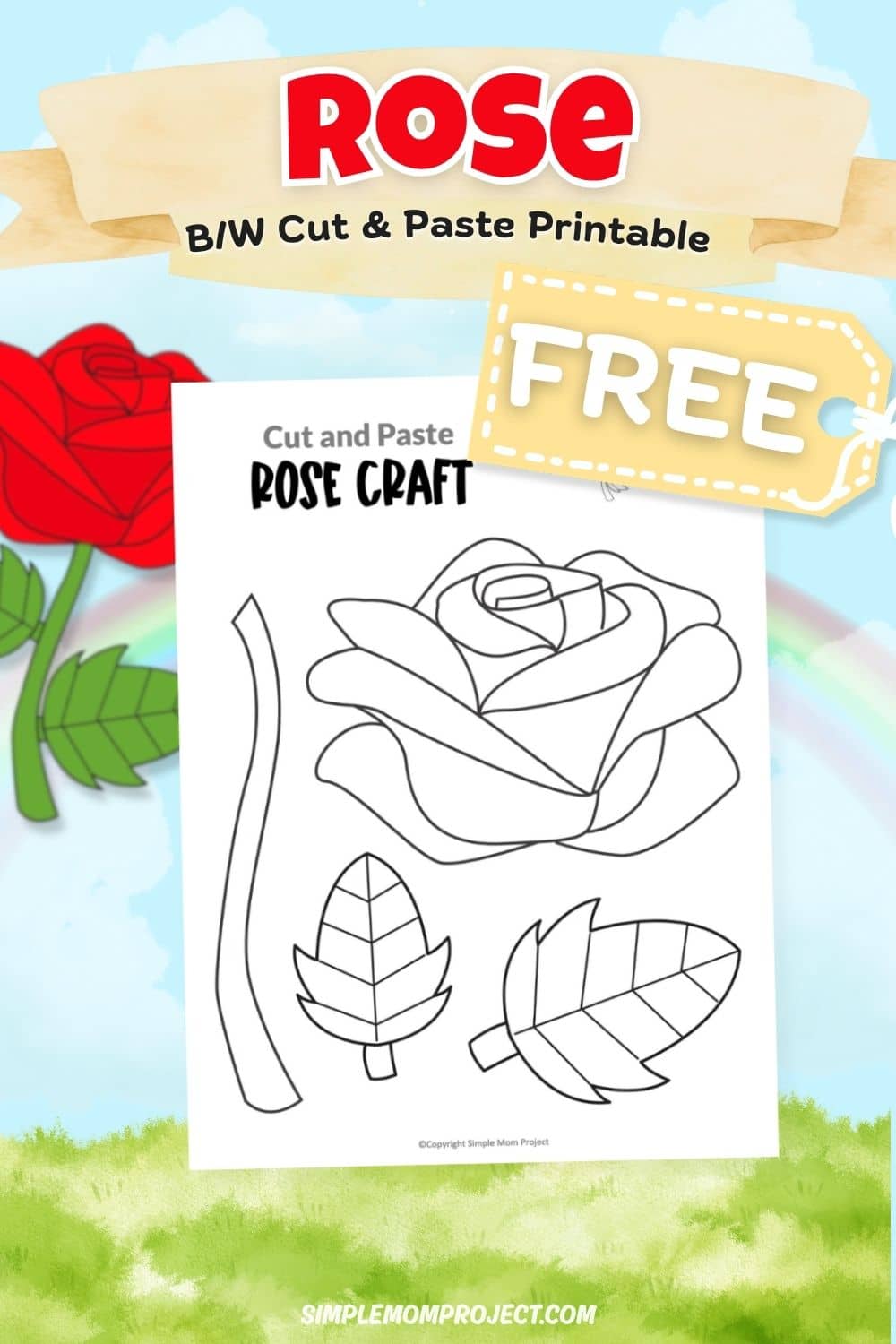 free printable rose craft template for kids easy spring activity preschool