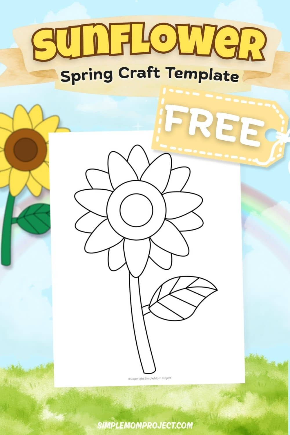 free printable sunflower template for kids easy spring activity preschool