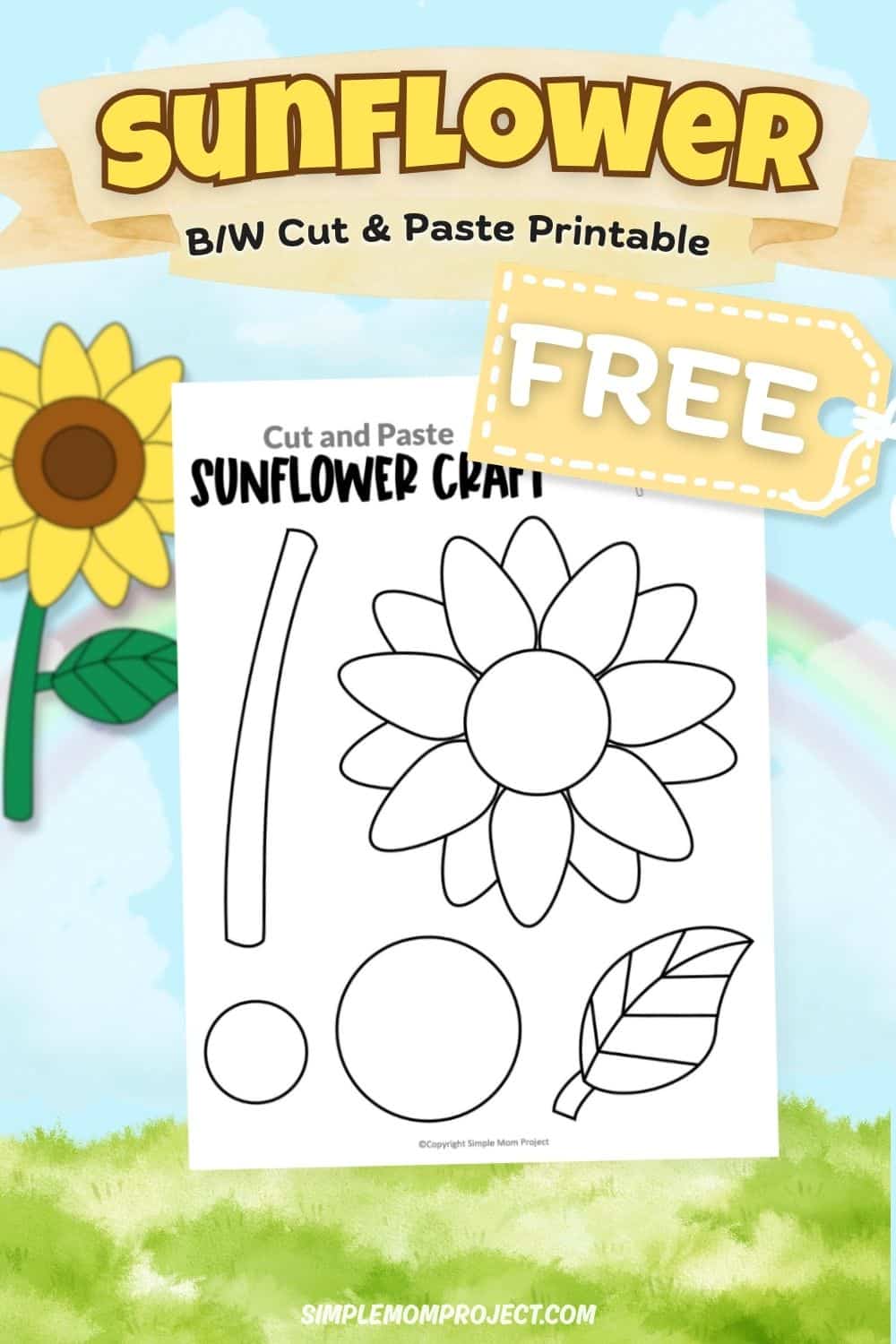 free printable sunflower craft template for kids easy spring activity preschool