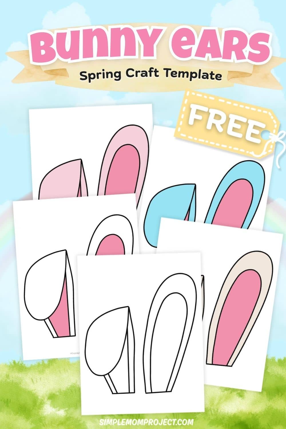 bunny ears template printable for kids easy craft activity