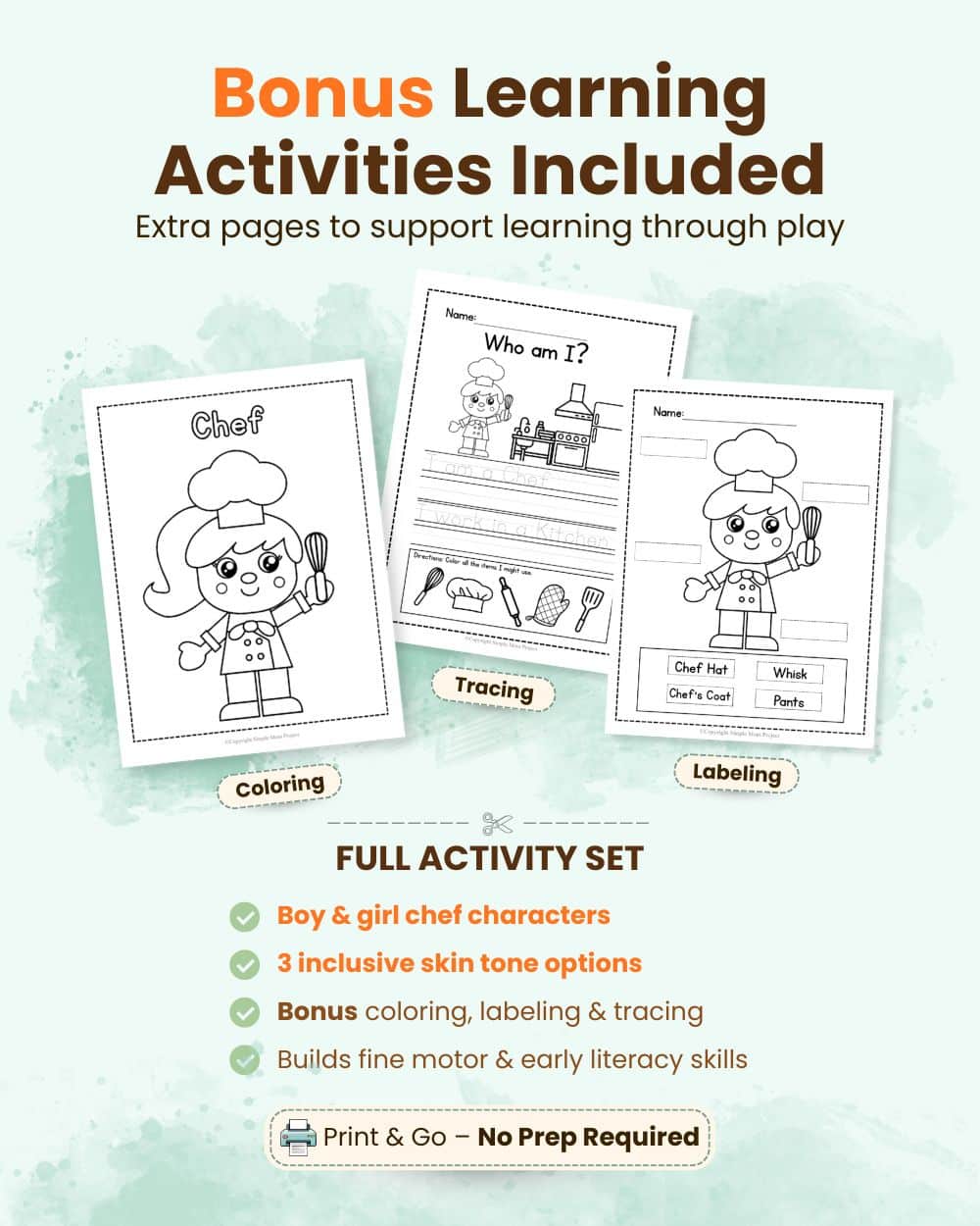 Printable Chef Cut and Paste Craft Shop Image 2 Printable Chef Cut and Paste Craft Shop Image 2