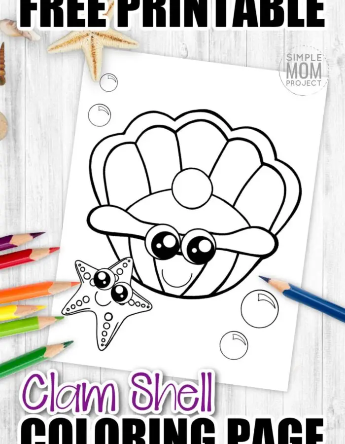 There’s something special about the pearl inside of a giant clam. Click now to add this cute clam clip art coloring page to your ocean animal collection. Color the soft seashell purple, pink or whatever color your heart desires. Kids of all ages including preschoolers and toddlers will be lined up at the printer to get their copy of this free printable clam seashell coloring page! #seashellcoloringpage #clamcoloringpage #SimpleMomProject