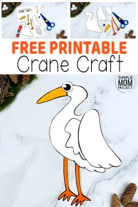 Cut and Paste Crane Bird Craft with Free Crane Template