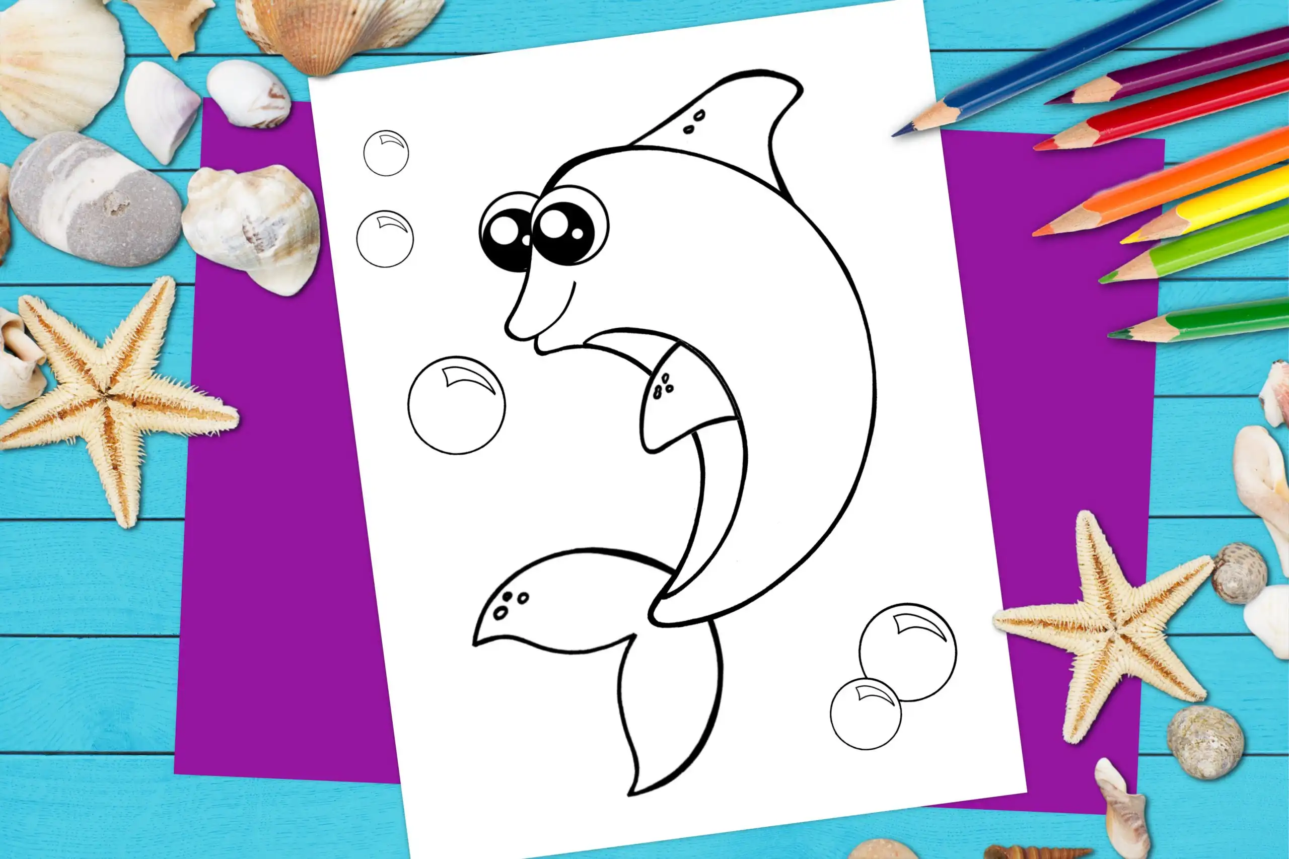 Color cute cartoon dolphin. Worksheet for kids. 3462923 Vector Art at  Vecteezy