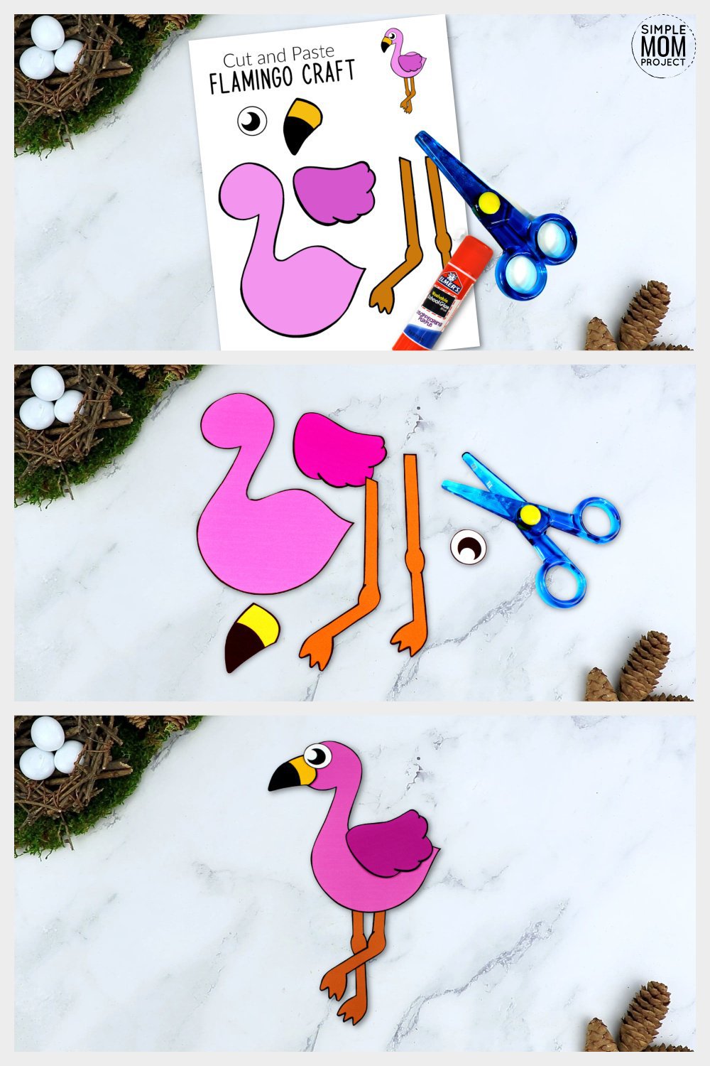 Easy Cut and Paste Flamingo Craft with Free Template