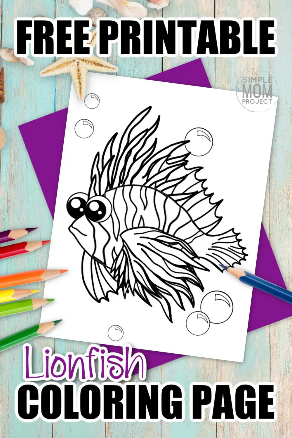 Are you a supercoloring adult or an ocean loving child? This cartoon lionfish coloring page is great for all animals lovers! Hand draw some coral reef or plants to really make this lionfish pop! When you are finished, proudly hang your new piece of art on the wall! Click now, print this ocean animal favorite and start the first page in your ocean coloring book today! #lionfishcoloring #fishcoloringpage #oceananimalcoloring #SimpleMomProject