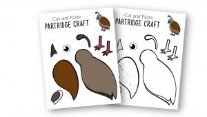 Free Printable Partridge Craft for Kids, preschoolers toddlers and kindergartners