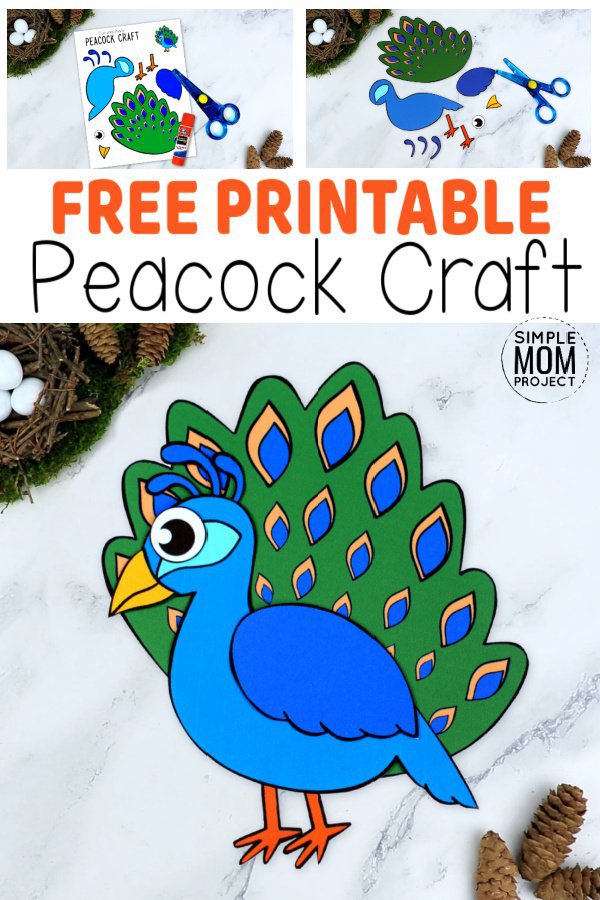 Peacock Craft - Pop Up Paper Peacock with Free Printable Feathers