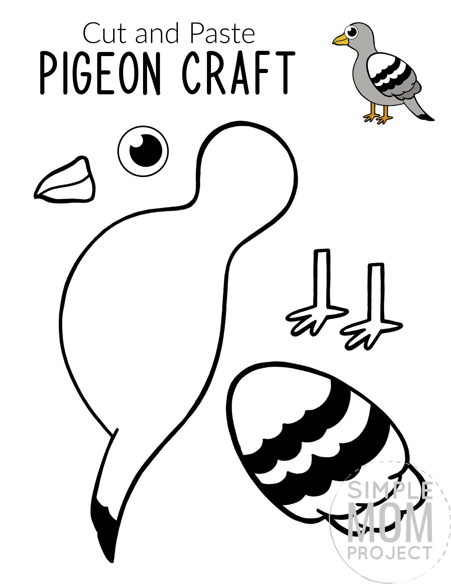 Free Printable Pigeon Craft for Kids Simple Mom Project