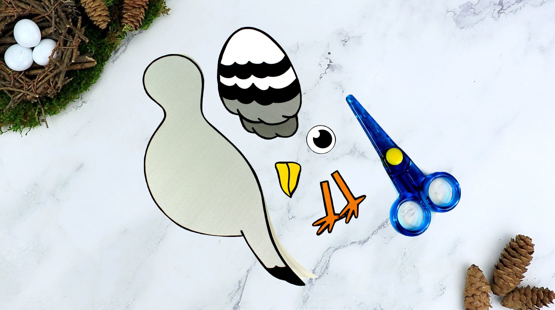 Free Printable Pigeon Craft for Kids, preschoolers toddlers and kindergartners