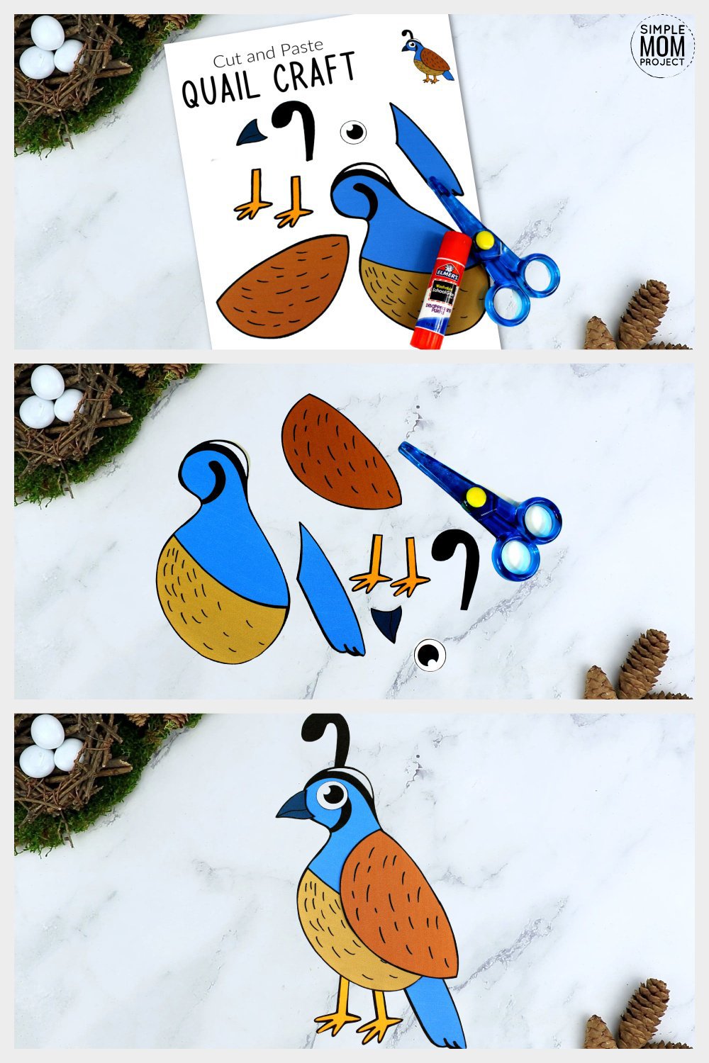 Easy Cut and Paste Quail Craft for Kids - Simple Mom Project