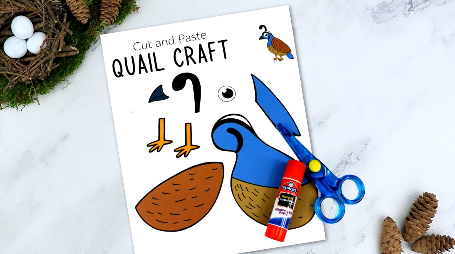 Easy Cut and Paste Quail Craft for Kids - Simple Mom Project