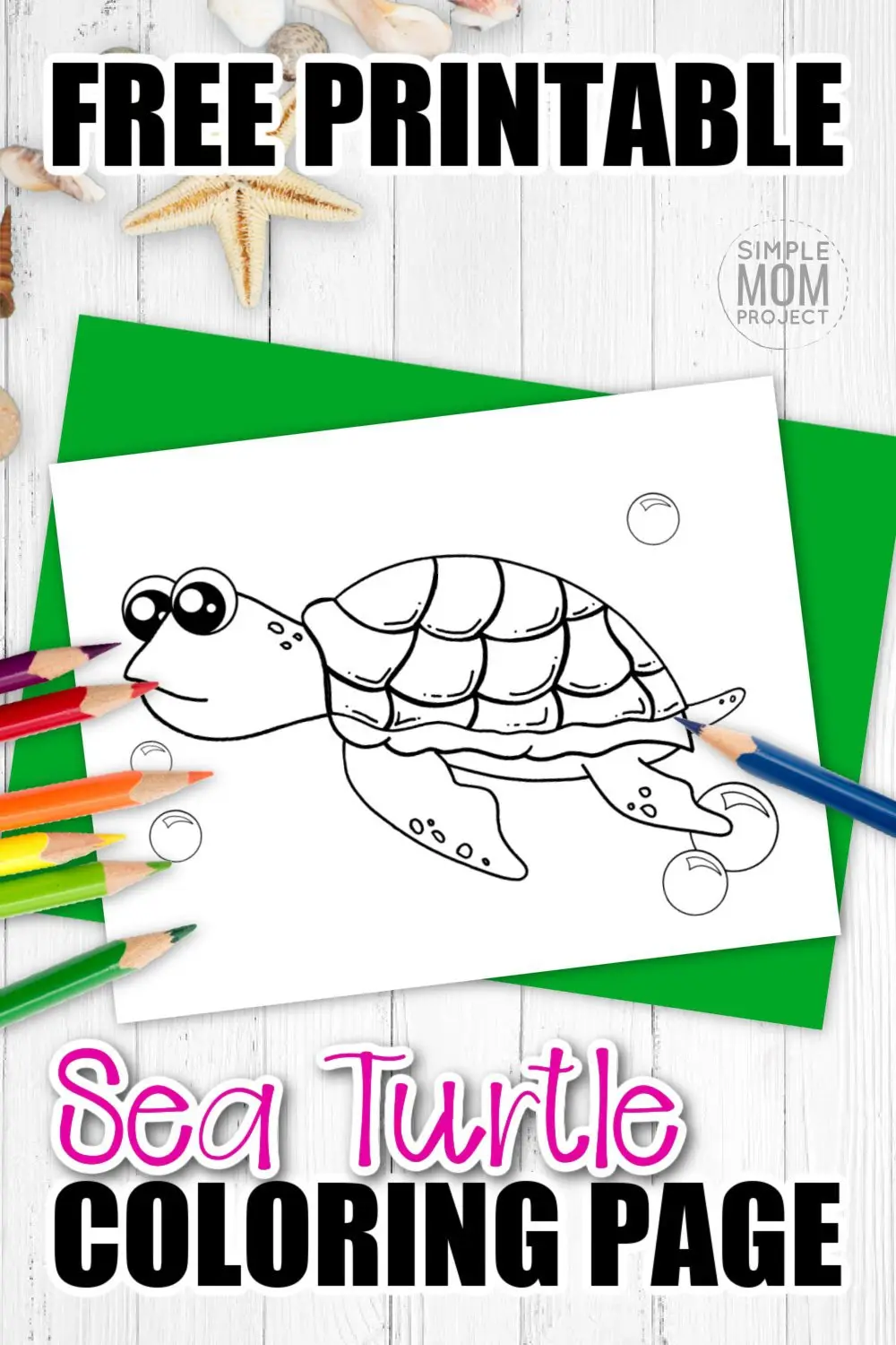 Are you looking for a baby sea turtle coloring page? This free to print cartoon turtle is perfect for kids of all ages including preschoolers, kindergartners and toddlers. You can use this free turtle template to teach your kids about the letter T or by starting your own ocean animal coloring book. Print yours now! #Seaturtlecoloring #turtlecoloring #Oceananimalcoloring #SimpleMomProject