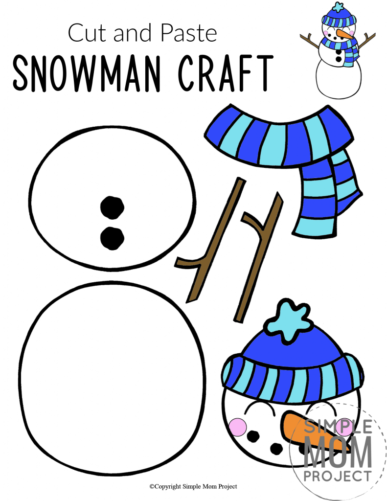 Free to Print Cut and Paste Snowman Craft Template – Simple Mom Project