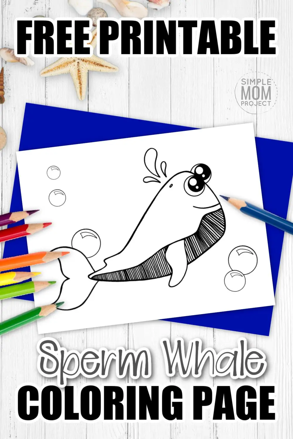 Free Printable Sperm Whale Ocean Animal Coloring Page for kids