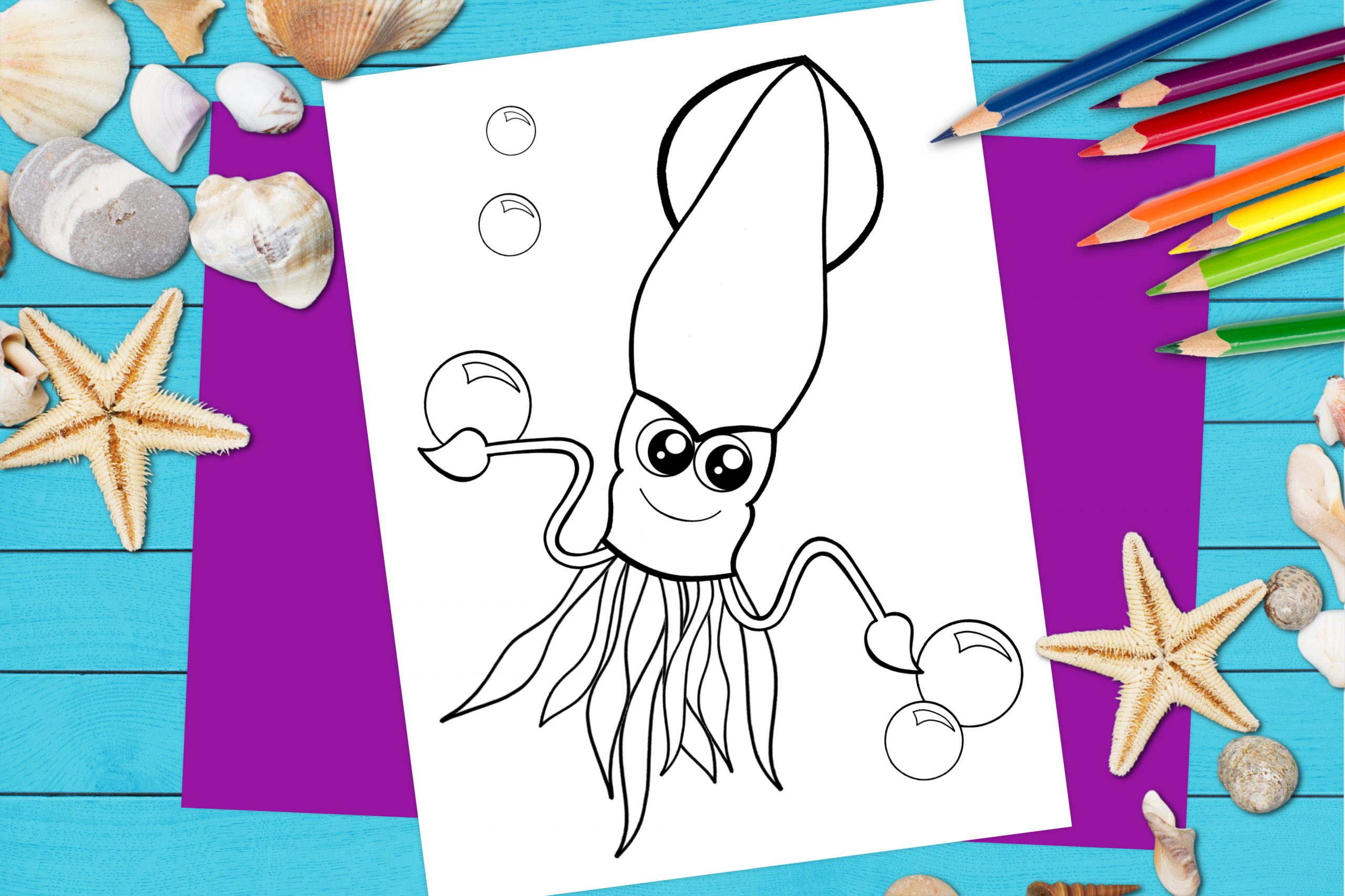 Free Printable Squid Coloring Page Simple Mom Project