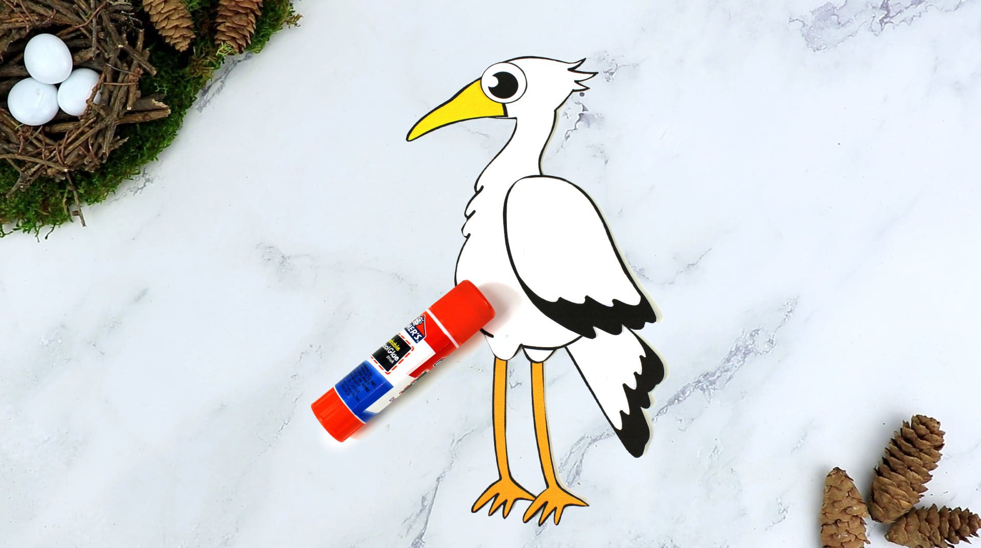 Free Printable Stork Craft for Kids, preschoolers toddlers and kindergartners