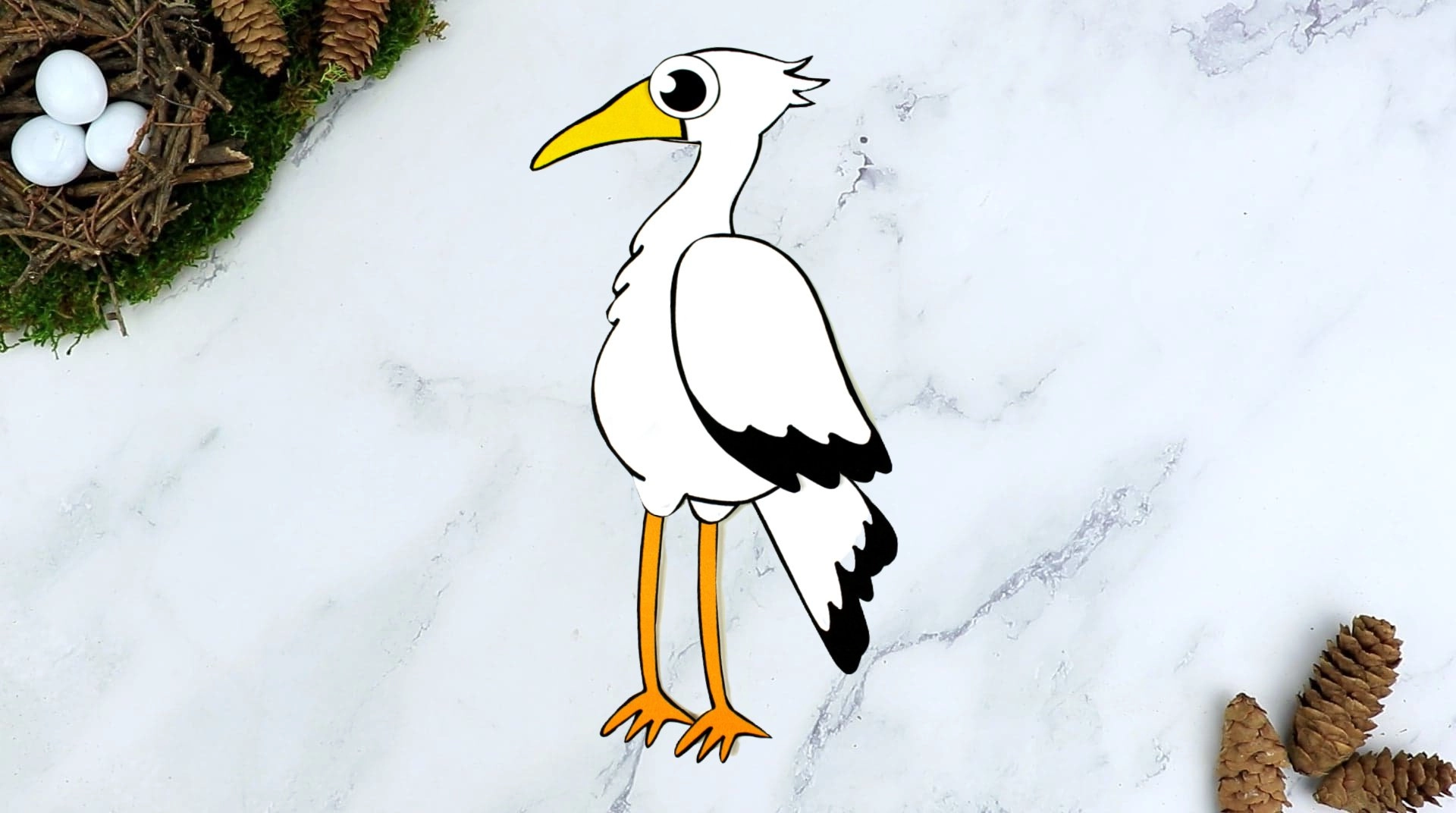 Free Printable Stork Craft for Kids, preschoolers toddlers and kindergartners