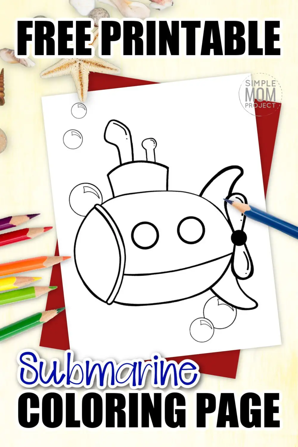 Is your favorite song Yellow Submarine by the Beatles or are you and your preschooler learning about ships in the sea? Use this free printable submarine coloring page to help! My daughter loves Octonauts and if yours do too, they will love coloring their own submarine page. It comes in black and white and available for print right now! #Submarinecoloring #coloringpages #SimpleMomProject