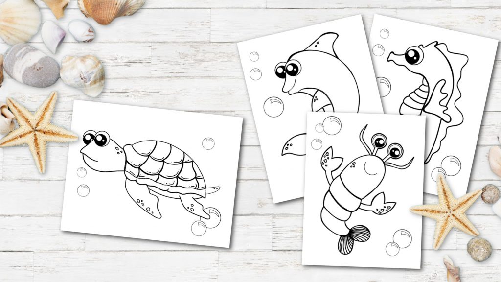 Printable Ocean Animal Coloring Book for kids, preschoolers and toddlers
