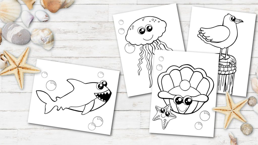 Printable Ocean Animal Coloring Book for kids, preschoolers and toddlers