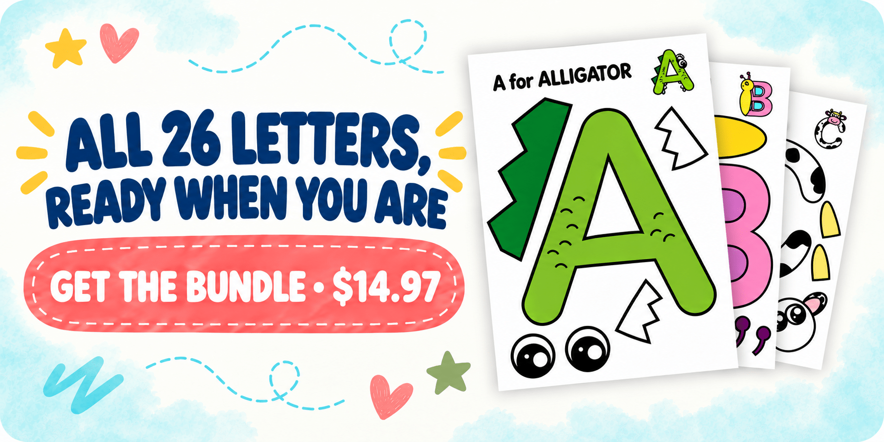 All 26 uppercase alphabet crafts ready to print for preschool and kindergarten