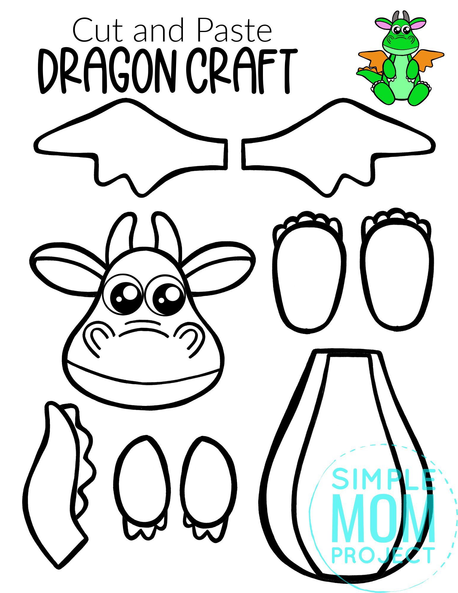  Free Printable Dragon Craft Template Simple Mom Project