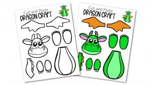 Free Printable Cut and Paste Dragon Craft Template Craft for kids, preschoolers and toddlers