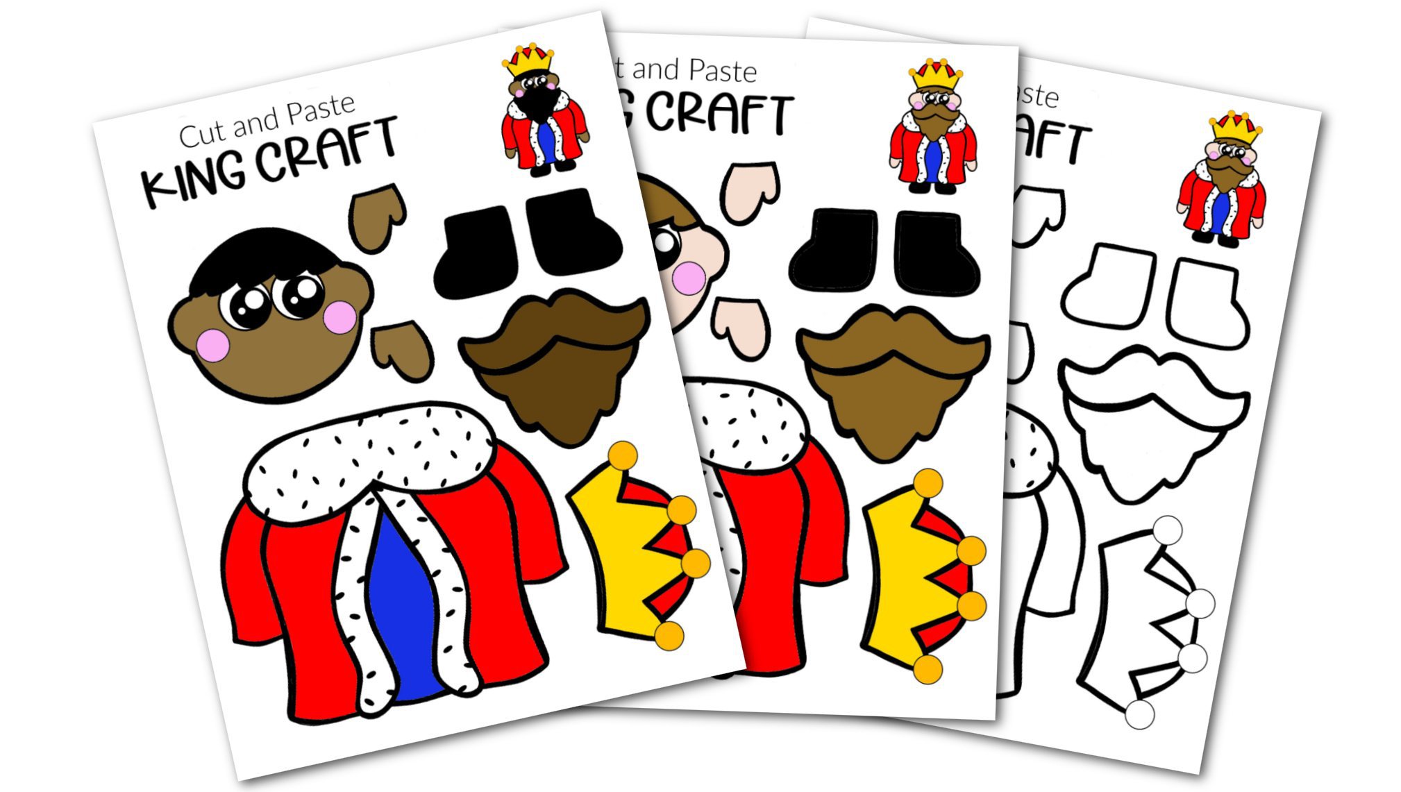 Free Printable Cut and Paste King Craft Template Craft for kids, preschoolers and toddlers