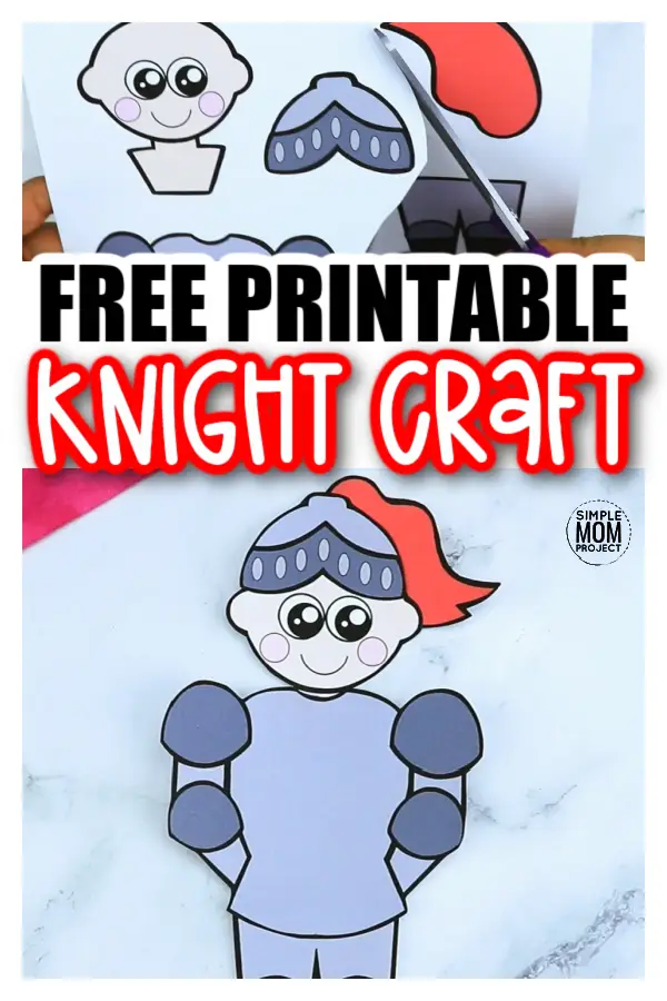 Free Printable Cut and Paste Knight Craft template for kids, preschoolers and toddlers