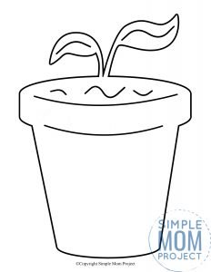 Free Printable Spring and Summer Flower Pot template silhouette for kids preschoolers and toddlers