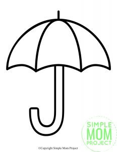 Free Printable Spring and Summer Umbrella template silhouette for kids preschoolers and toddlers